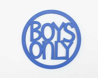 Boys Only wood sign, boys room sign, modern boys room decor, round wood sign, wall sign for boys, modern kids, no girls allowed, teen boys