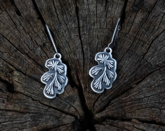 Sterling silver Queen Ann's lace sapling earrings, nature inspired, Kokopeli Studio