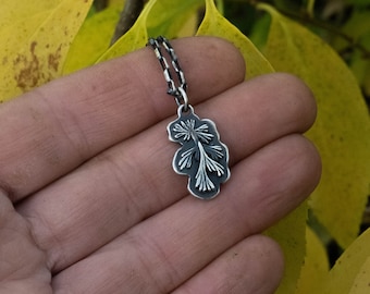 Sterling silver Queen Ann's lace sapling pendant necklace, nature inspired jewelry, gift for her