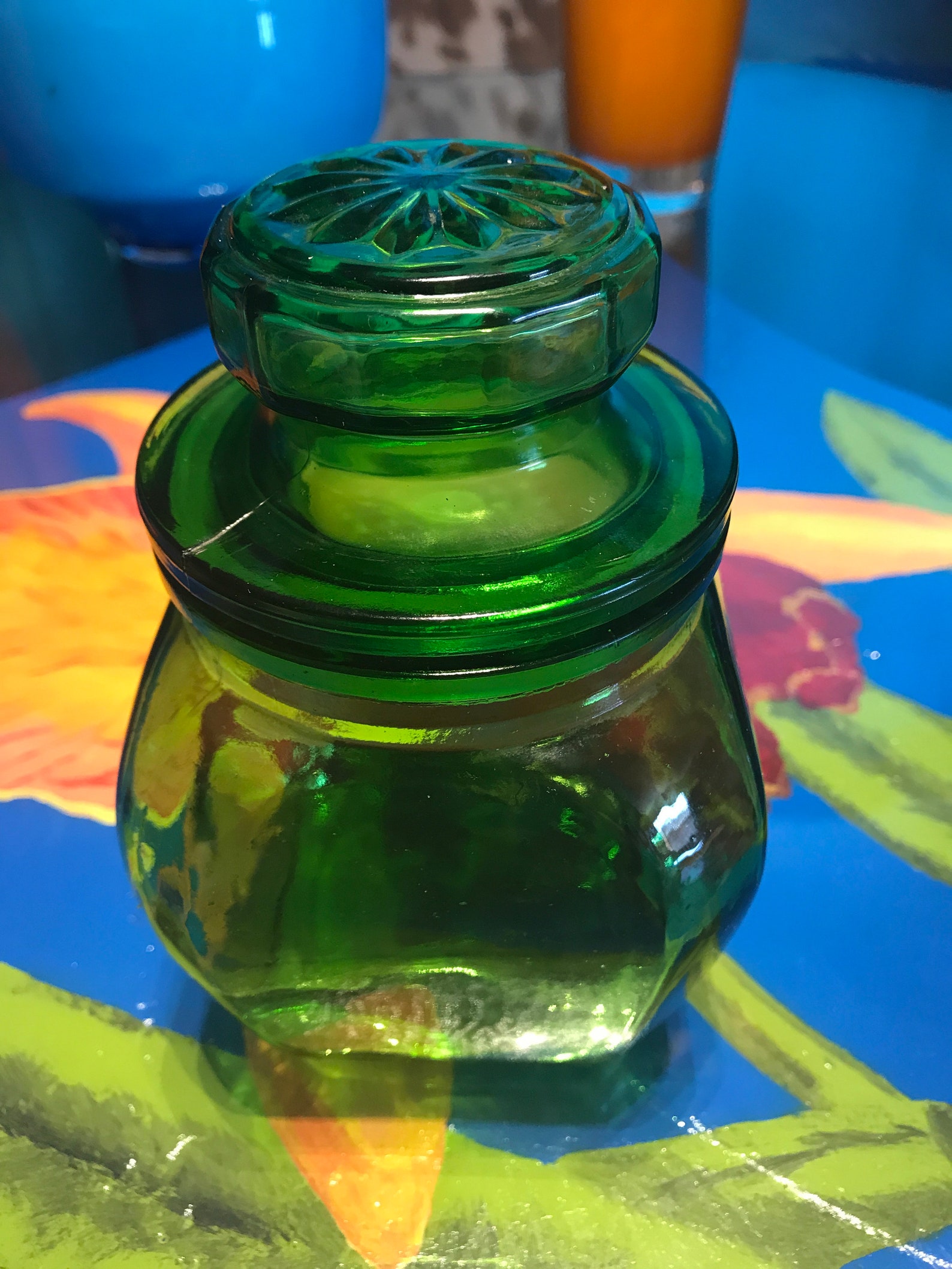 Vintage Emerald Green Candy Jar Etsy