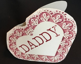 Heart shaped "Daddy" card,  valentine card, blank inside