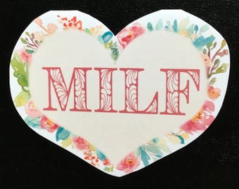 MILF card, heart shaped valentine or love card, blank inside