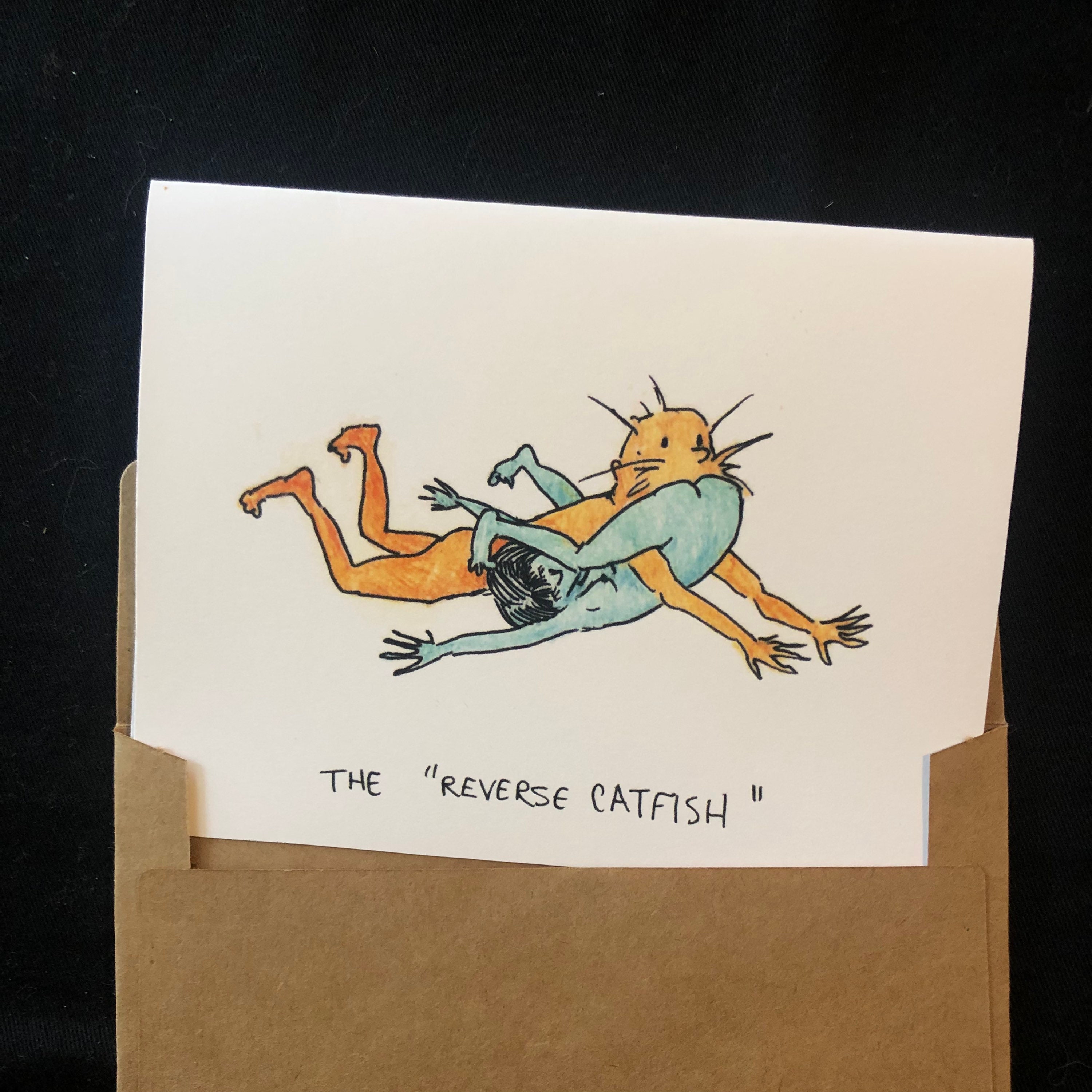 Reverse Catfish Original Cartoon Greeting Card Naughty Cards Etsy