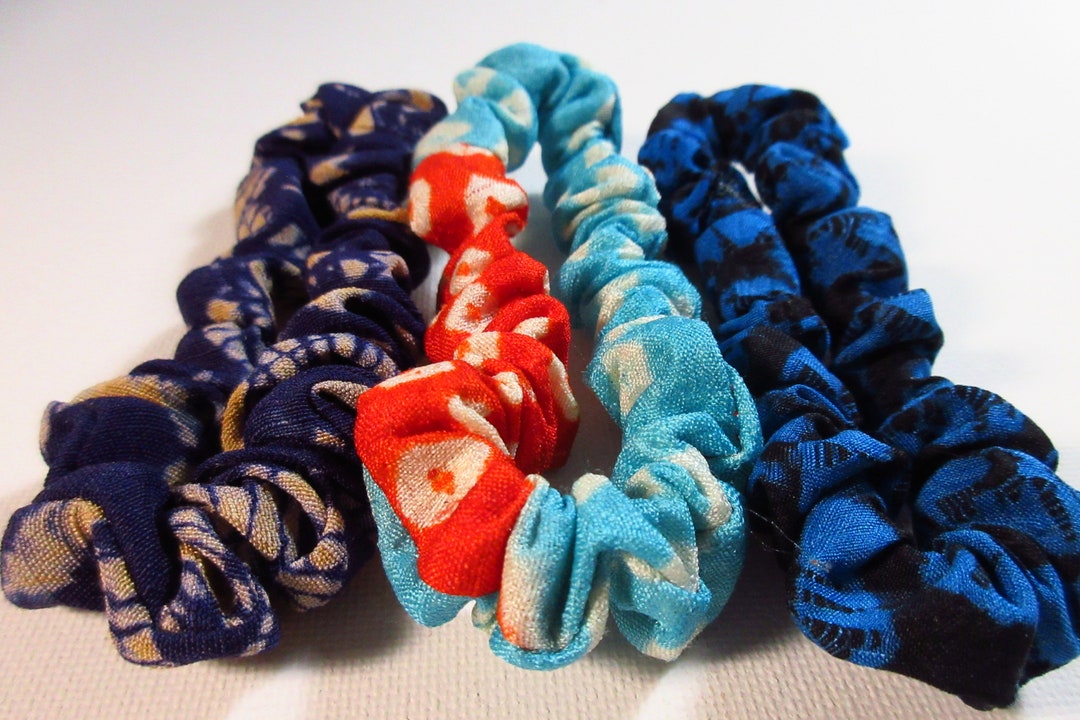 8cm Skinny Silk Shibori Tiedye Elastics Scrunchies small Etsy