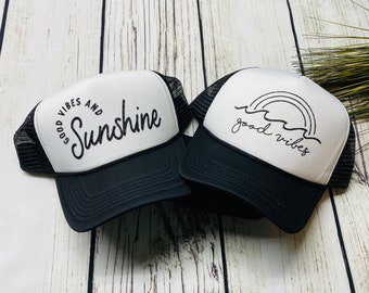 Good Vibes Trucker Hats/ vibraciones de sol/ sombreros de camionero de espuma/regalos/vacaciones