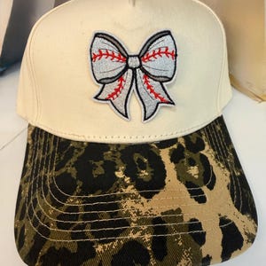 Leopard Print Baseball Cap: Bow Patch, Cotton Trucker Hat, Unisex Headwear