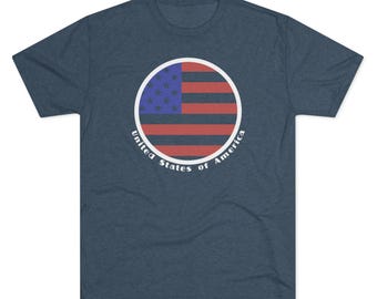 Patriotic USA American Flag Tri-Blend Shirt Next Level 6010