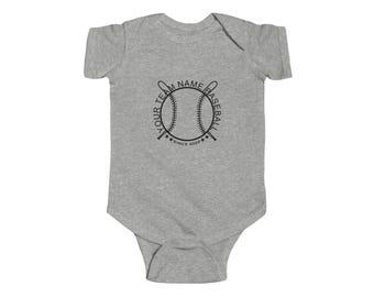 Body de bebé personalizable con nombre de béisbol / mono de bebé con diseño de béisbol