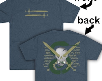 Snake Skull Swords Numbers 21 Christian Shirt Front and Back Graphic