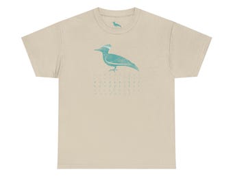 Woodpecker Bird Silhouette in Minty Green T-Shirt - Minimal Bird Graphic Tee