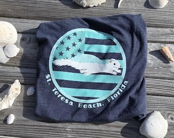 Chemise tri-mélange drapeau américain écureuil blanc St. Teresa Beach