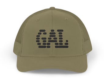 Gorra de camionero bordada con letras de burbuja GAL - Letras de puntos