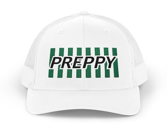 Casquette trucker preppy snapback rayée - Casquette en maille style rétro années 90
