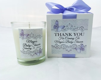 Gift Boxed Butterfly Soy Candle Favors, Personalized Party Gifts