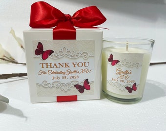 Gift Boxed Butterfly-themed Candle Favors, Sixteen, Quinceanera Favor Gifts, Birthday, Favor for Guests, Wedding favors, Party Favors