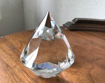 Vintage TIFFANY & CO Crystal Diamond Shaped Paperweight Signed
