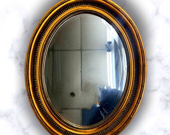 Vintage 1960s Wood Framed Oval Beverly Wall Mirror