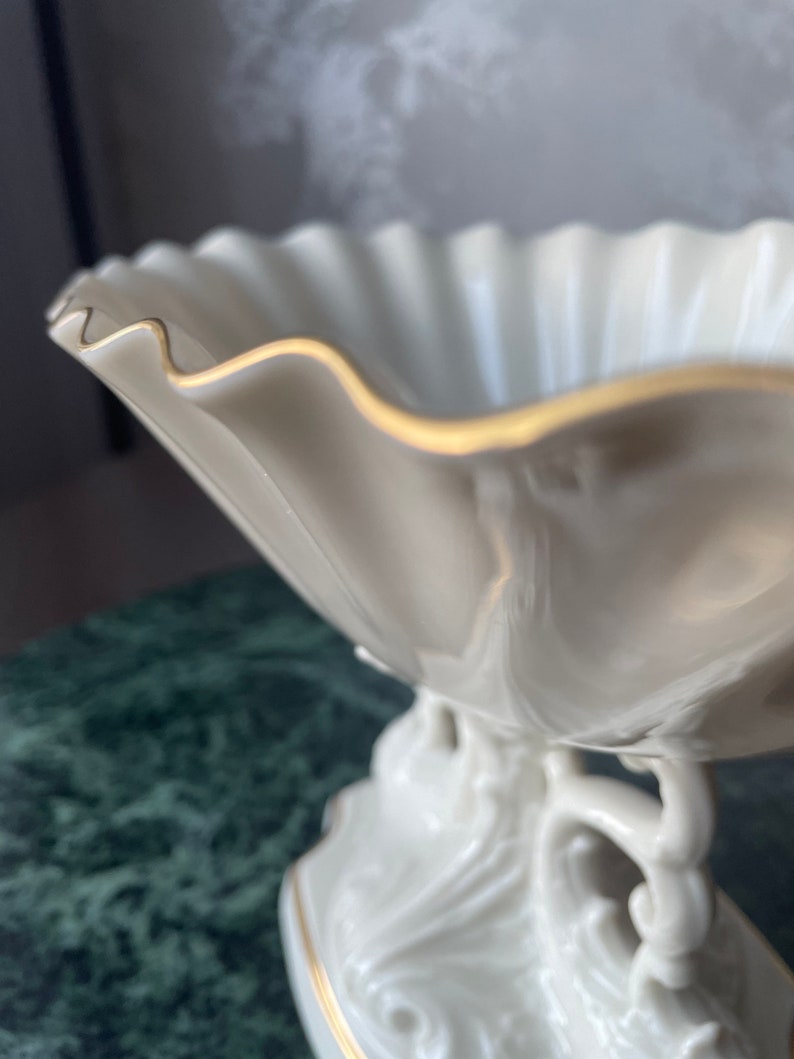 Lenox Vintage Ivory Aquarius Collection Pedestal Dolphin Vase Etsy