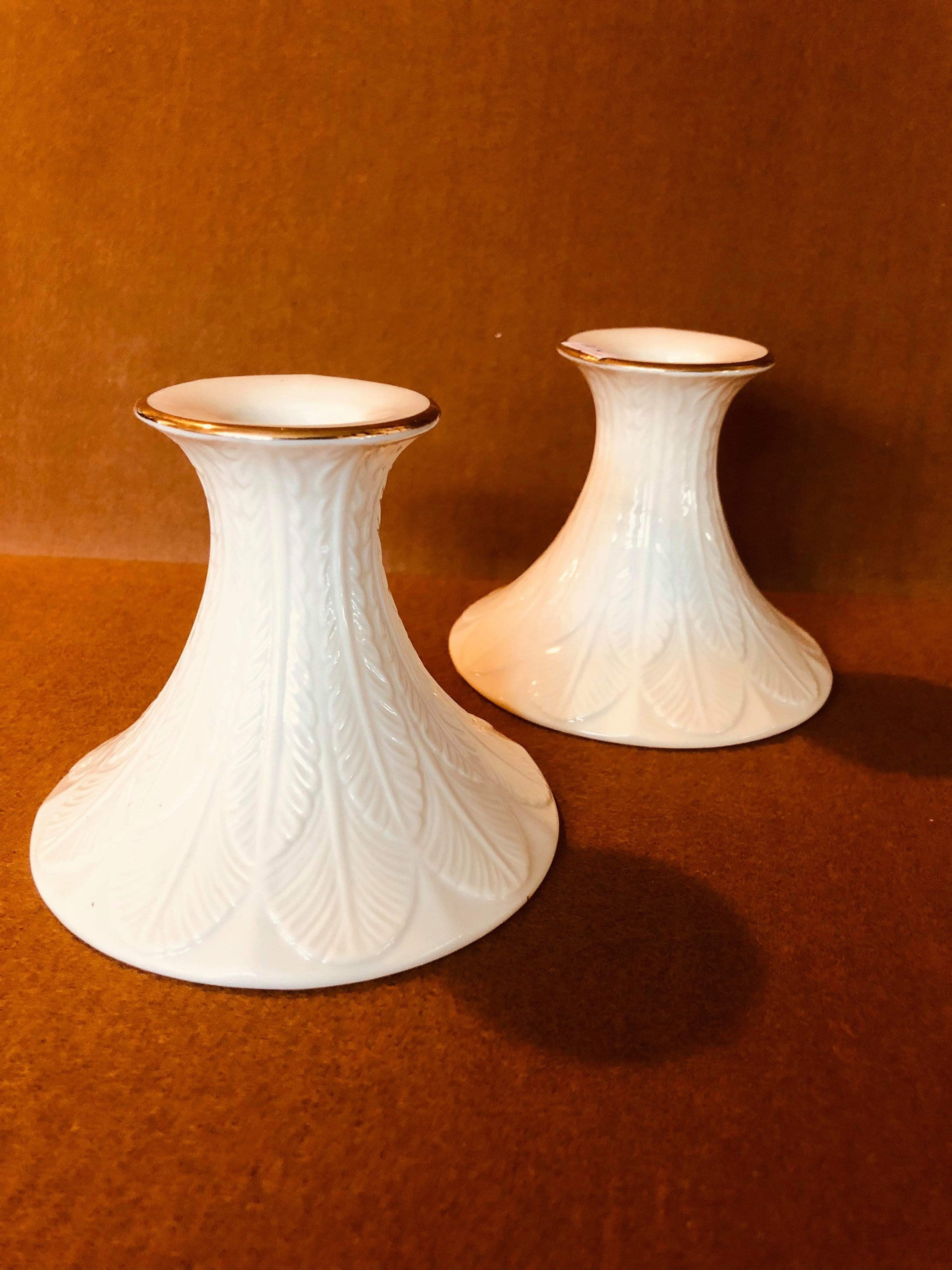 Vintage Lenox Pair of Candle Holders With 24k Gold Trim Etsy