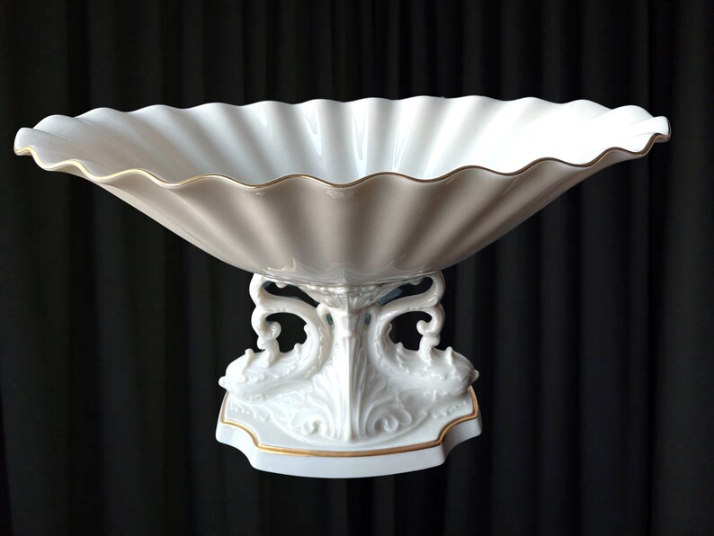 Lenox Vintage Ivory Aquarius Collection Pedestal Dolphin Vase Etsy