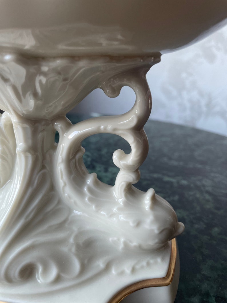 Lenox Vintage Ivory Aquarius Collection Pedestal Dolphin Vase Etsy
