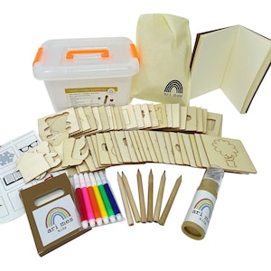 Kit stencil di disegno in legno premium per bambini - 50 pezzi da colorare Puzzle Arts and Crafts Set Box - Educativo e divertente Età 3 + 4 5 6 7 8