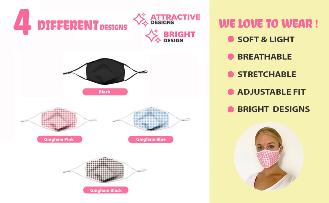 ARI MES 3ply Reusable Cloth Face Mask With 1 Replaceable Etsy