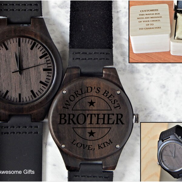 Wood Watch Gift for Brother - Mens Birthday Gifts - Custom Engraved Watches for Him