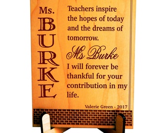 Custom Gifts for Teachers - Teacher Week Gift - Personalized Thank You Plaque, PLT009