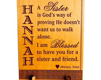 Sister and Friend Gift - Christmas Gifts from Brother - Personalized Birthday Plaque, PLS008