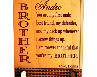 Brother Thank You Gift -  Gifts for Birthday from Sister - Personalized Plaque, PLB018