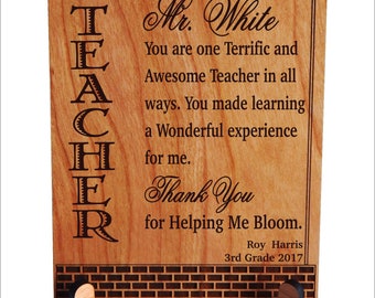 End of Year Teacher Gifts - Gift for Teachers Appreciation Day - Personalized Wood Sign, PLT018