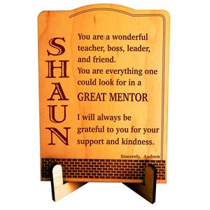 Gift for Mentor Boss Gifts Personalized Appreciation Plaque for Male Boss, PBA001 image 1