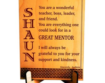 Gift for Mentor -  Boss Gifts -  Personalized Appreciation Plaque for Male Boss, PBA001