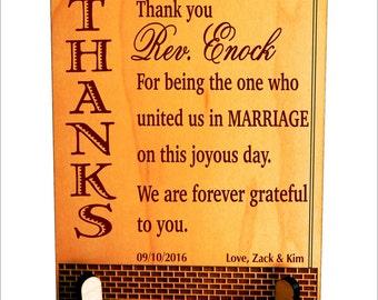 Wedding Officiant Gifts - Gift for Priest Personalized - Thank You for Marrying us Plaque, PLP002