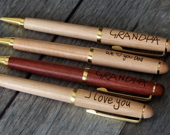 Engraved Handwriting Pen - Handwritten Pens for Men - Custom Wood Gift for Him