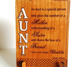 Birthday Gift for Aunt - Auntie Gifts from Niece - Appreciation Plaque - Personalized Christmas Gift, PLA010