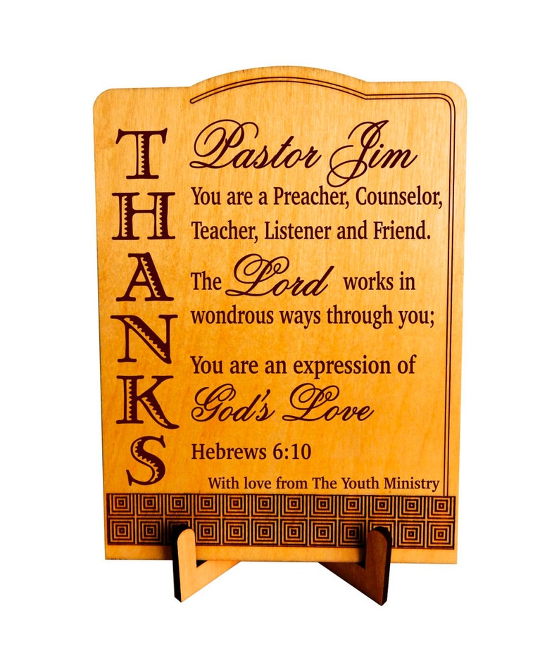 Personalized Gift for Pastor Gifts for Pastors Youth Pastor Appreciation Plaque Anniversary Gift, PLP041 image 1
