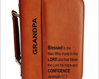 Christmas Gift for Grandpa - Gifts for Birthday - Grandfather Leather Bible Cover from Granddaughter, BCL031