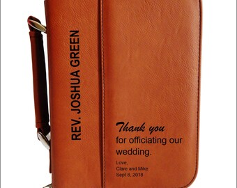 Bruiloft Officiant Gift - Gepersonaliseerde Geschenken voor Priester - Dank u Pastor Bijbel Cover BCL01WO