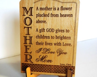 Mom Christmas Gift - Gifts for Birthday - Mothers Day Plaque from Son or Daughter, 010