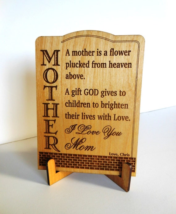 Personalised Mothers Day Gift Heart Birthday Plaque Mummy Mam Teacher FREE BAG