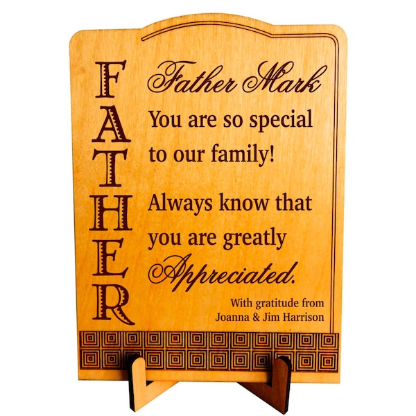 Catholic Priest Appreciation Gift - Gifts for Deacon Personalized - Monsignor Christmas Plaque - Fathers Day Gift, PLP057