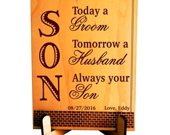 Father of the Groom Gift from Son - Parents Wedding Gifts - Mother Thank You -Today a Groom Tomorrow a Husband Forever Your Son, PWP009