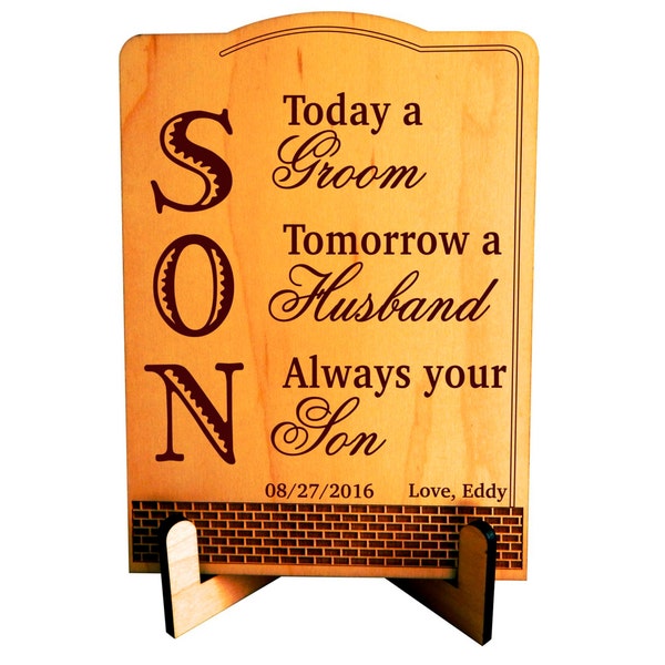 Father of the Groom Gift from Son - Parents Wedding Gifts - Mother Thank You -Today a Groom Tomorrow a Husband Forever Your Son, PWP009