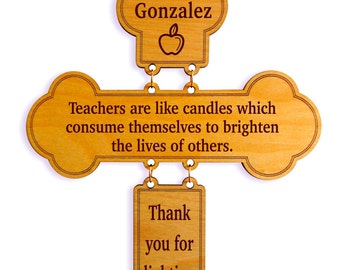 Teacher Gift - Gifts for Teachers from Student - Personalized Classroom Cross - Thank you Gift from Class, GDT5B