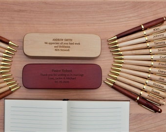 Custom Engraved Wood Pen Set - Graduation Gift for Men - Bulk Wooden Pens