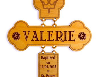 Personalized Baptism Gift for Girl - Goddaughter Wood Wall Cross, GDB3