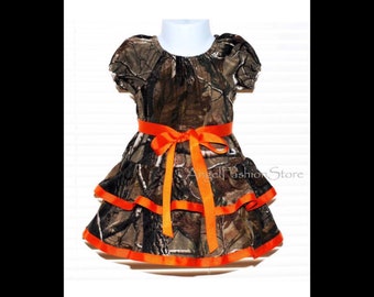 Camo Hunting Princess Dress Size 6 12 18 24 Months 2 T 3 4 5 6 7 8 10 12 Camouflage Mossy Oak / Realtree Baby Toddler Girl Ruffles Hunter