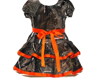 Vestido de princesa de caza de camuflaje Talla 6 12 18 24 Meses 2 T 3 4 5 6 7 8 10 12 14 Camuflaje Árbol real True Tumber Bebé niña boda